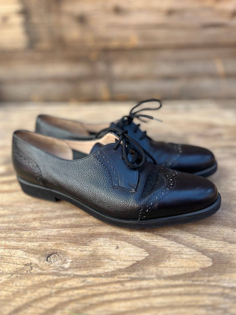 *BEAUTIFUL* Salvatore Ferragamo Black Leather Brogue Derby